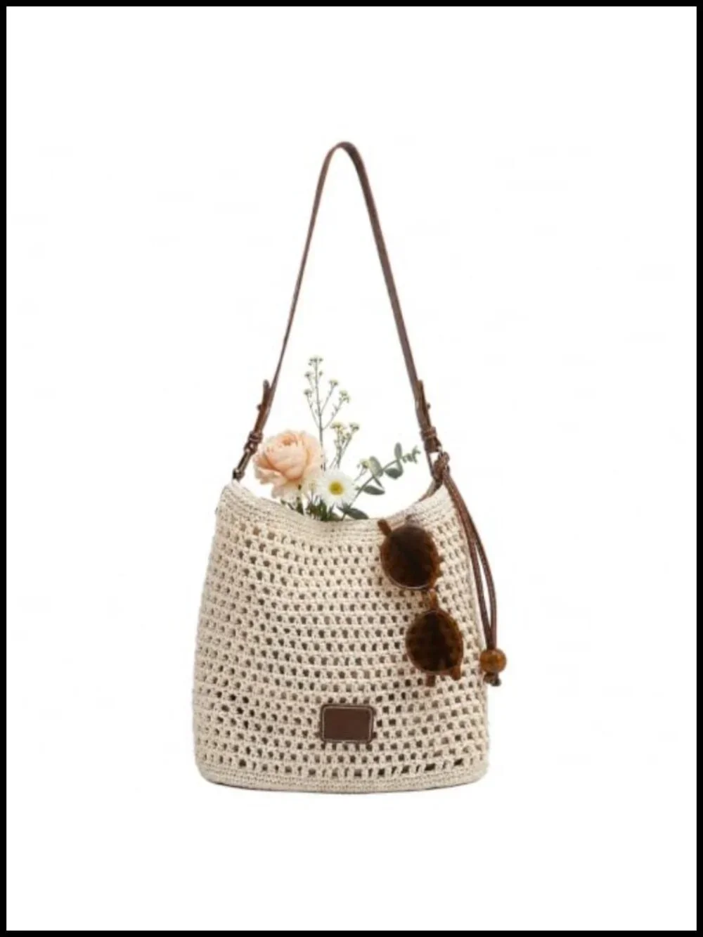 Crochet Summer Tote Beach Shoulder Bag Hobo Purse with Boho Style